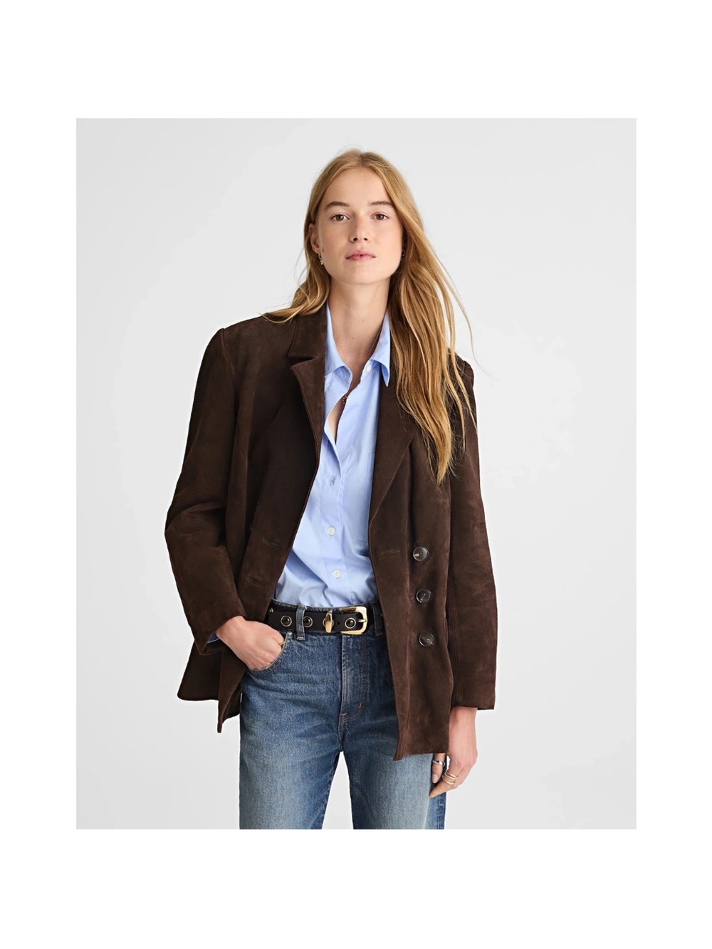 Madewell Dark Brown Suede Blazer Jacket